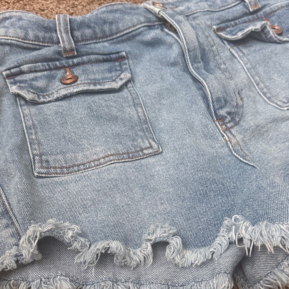 Celebrity Pink Frayed Hem Jean Shorts - Light Blue - Picture 2 of 5